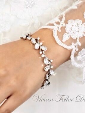 Vine Bracelet CZ Bridal Wedding Floral Leaf Elegant Prom Mother of the Bride